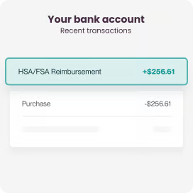 A bank account showing an HSA/FSA reimbursement deposit